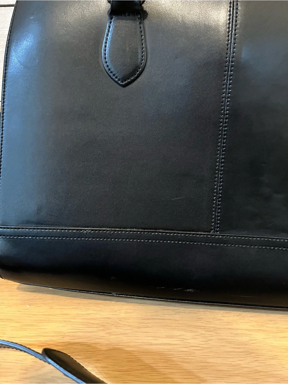 Su.B Structured Black Genuine Leather Satchel Messenger Bag Laptop Bag